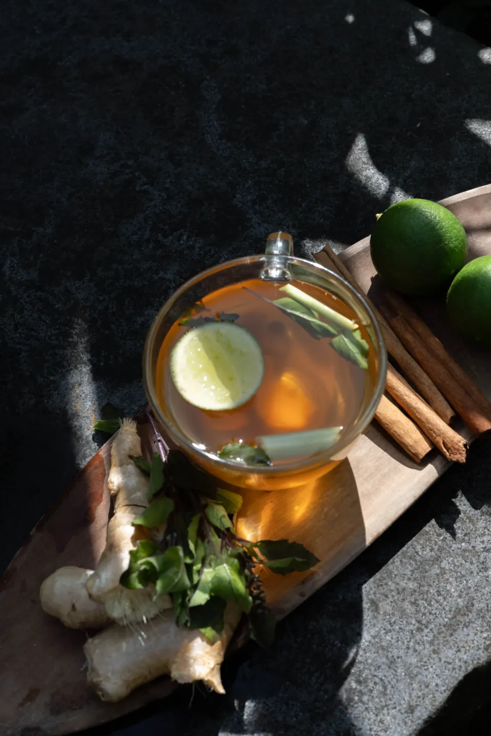 Herbal tea prepared with aromatic ingredients