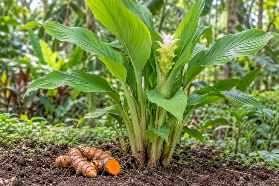 AI botanical illustration of Turmeric (Curcuma longa)